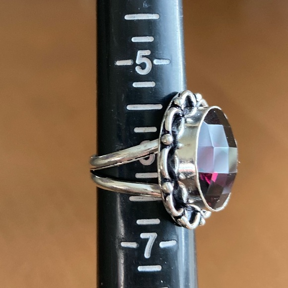 Cushion Cut Solitaire Amethyst Ring - Picture 5 of 5